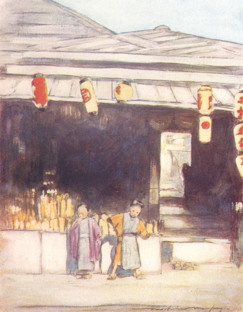 JAPAN. Workers. A Sign-painter's 1904 old antique vintage print picture